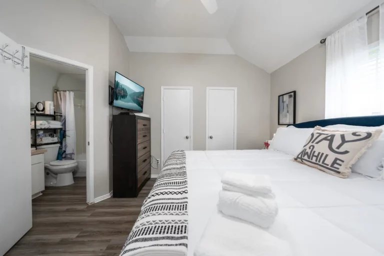 Sleep like a royal family member on the king-size bed in the master bedroom.